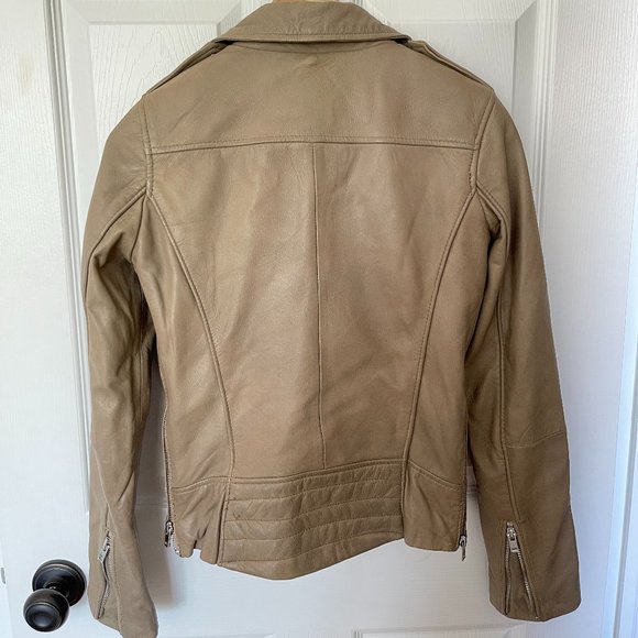 Zara Basic Tan Leather Jacket - Picture 2 of 2